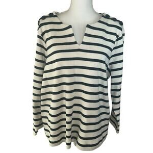 Chico's NWT striped cozy blue and cream 3/4 sleeve knit crop top size XL (3)